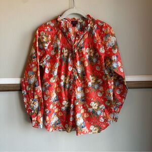 J. CREW Ruffle classic popover shirt in Liberty coral floral cotton
